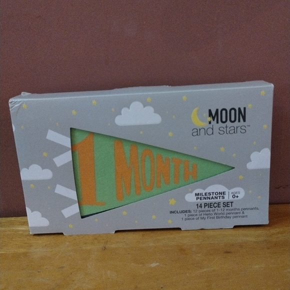 New Moon and stars milestone pennants 14pc set flags - Picture 1 of 2